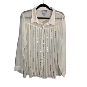 NWOT The Paragon White Sheer Sequin Blouse – Size S